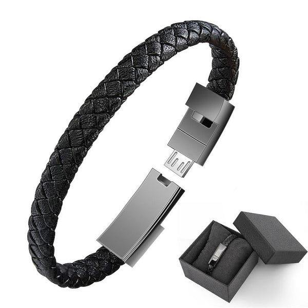 Leather Mini USB Bracelet Data Charging Cable - Mojo